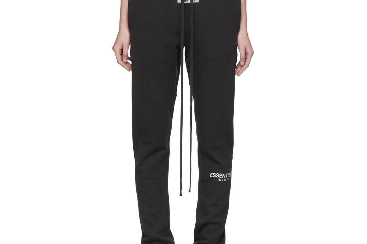 essentials black fleece reflective pants