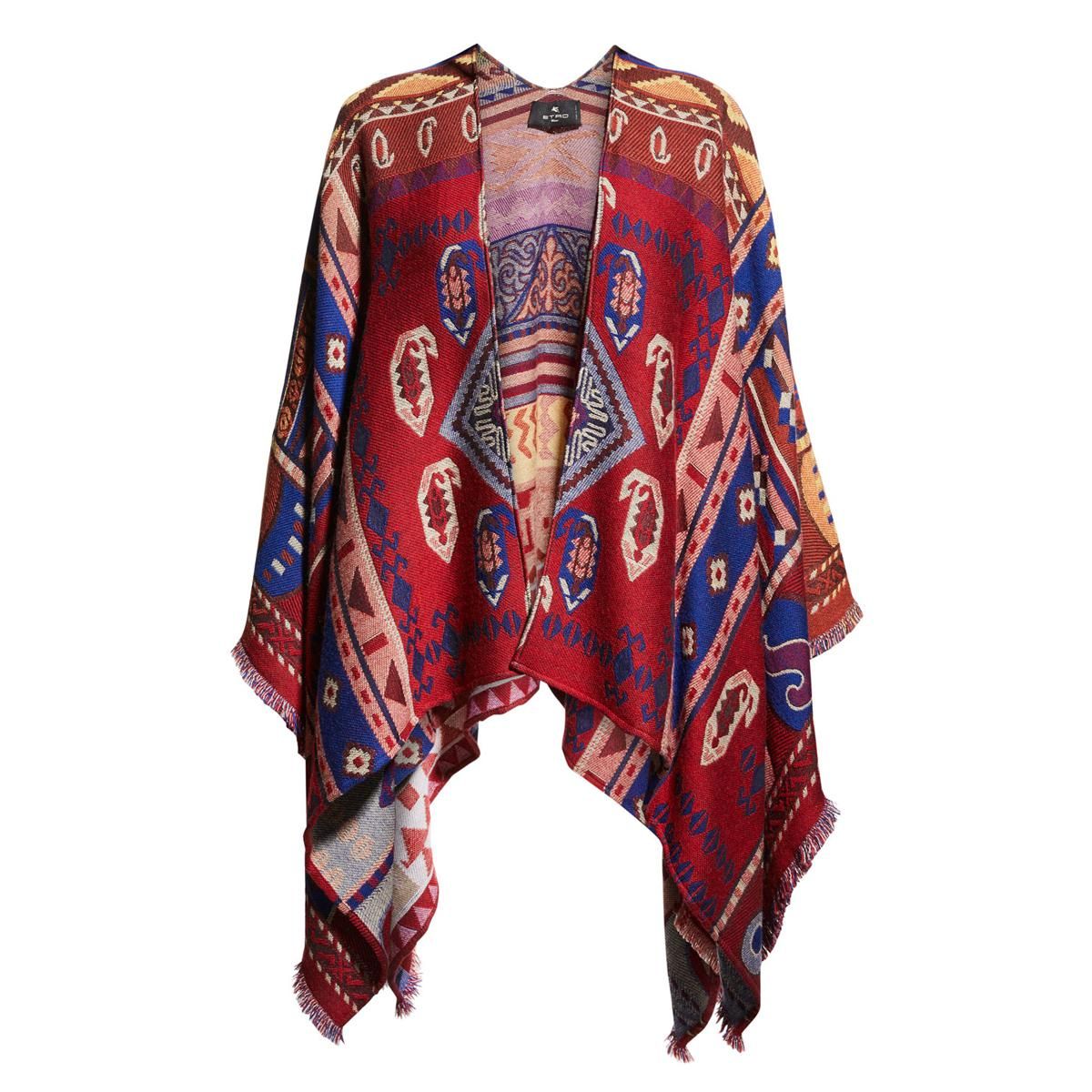 etro aztec print wool cape