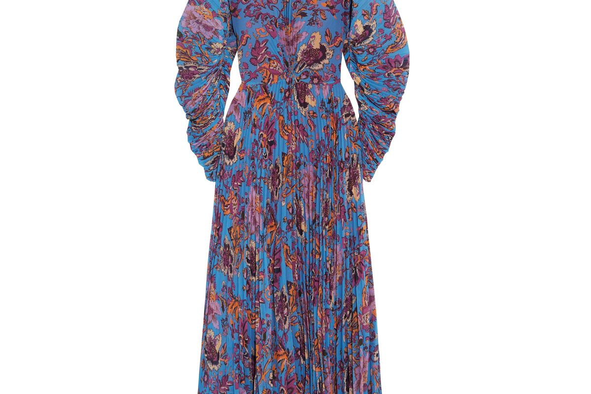 Printed Plissé-Georgette Maxi Dress