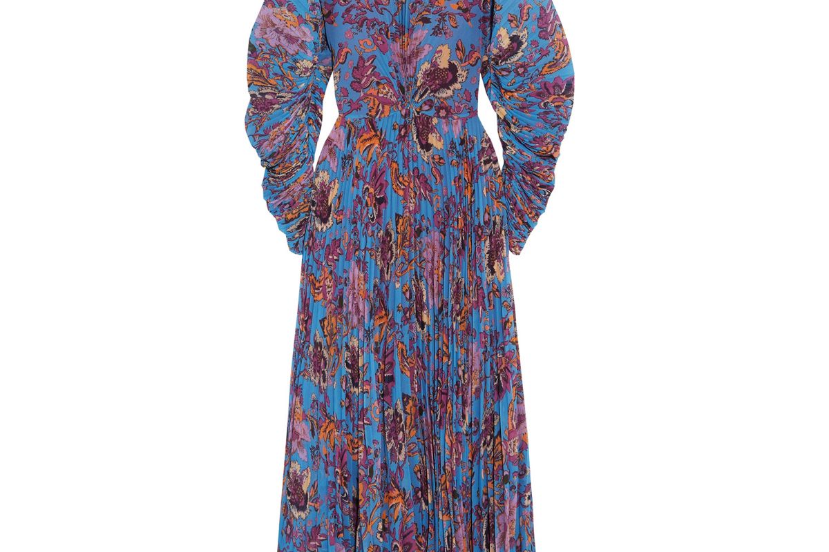 Printed Plissé-Georgette Maxi Dress