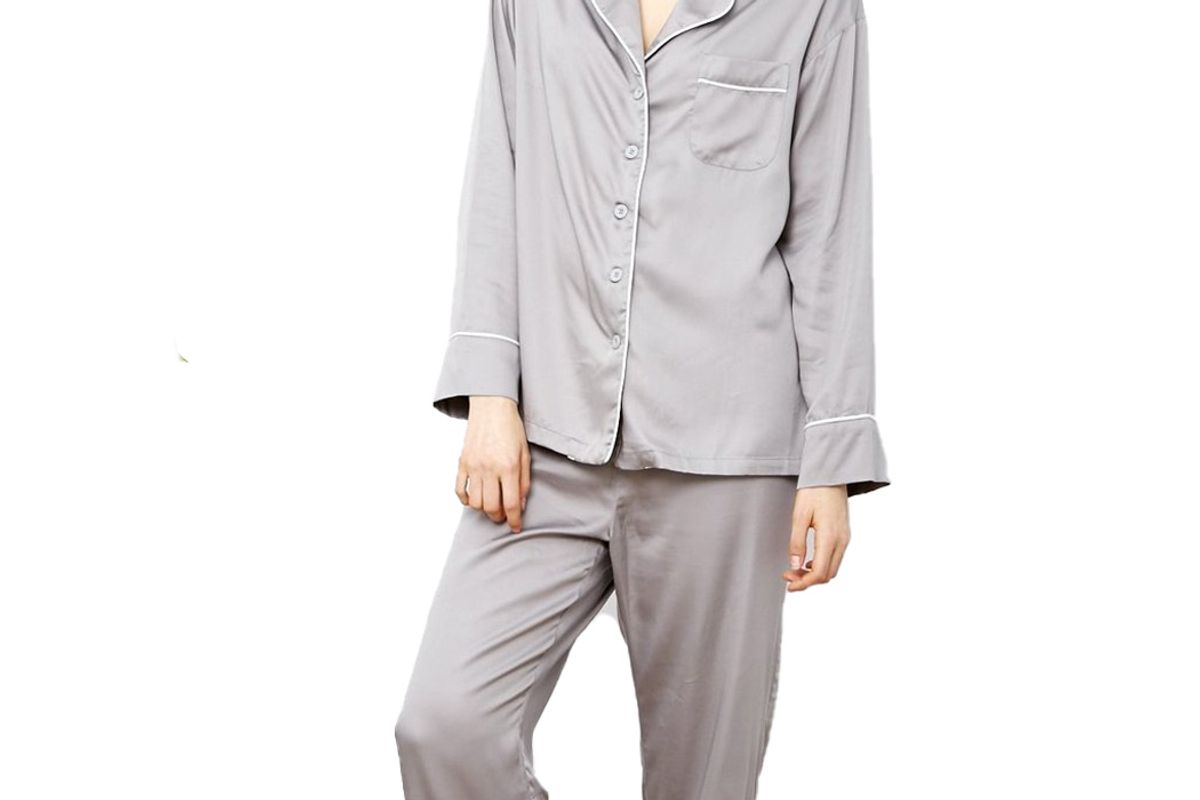 ettitude bamboo charcoal long sleeve pj shirt