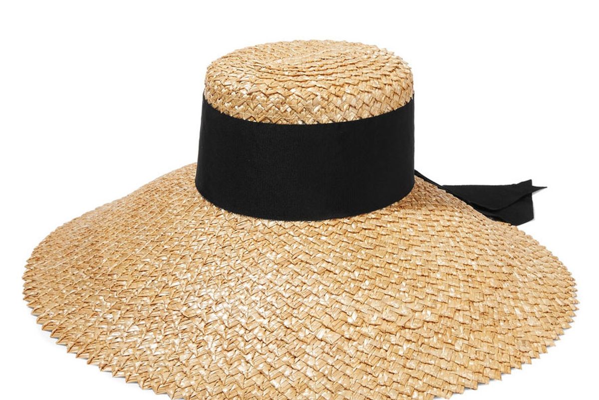 Mirabel Grosgrain-Trimmed Woven Straw Sunhat