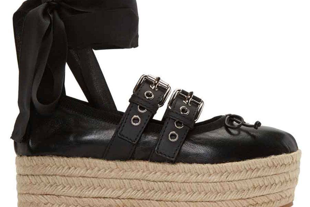 Black Double Buckle Ballerina Platform Espadrilles