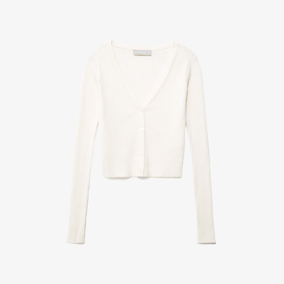 everlane the cotton merino cropped cardigan