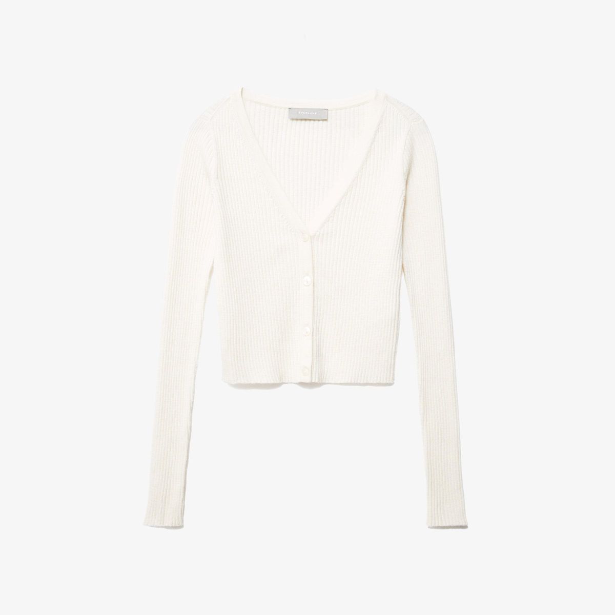 everlane the cotton merino cropped cardigan