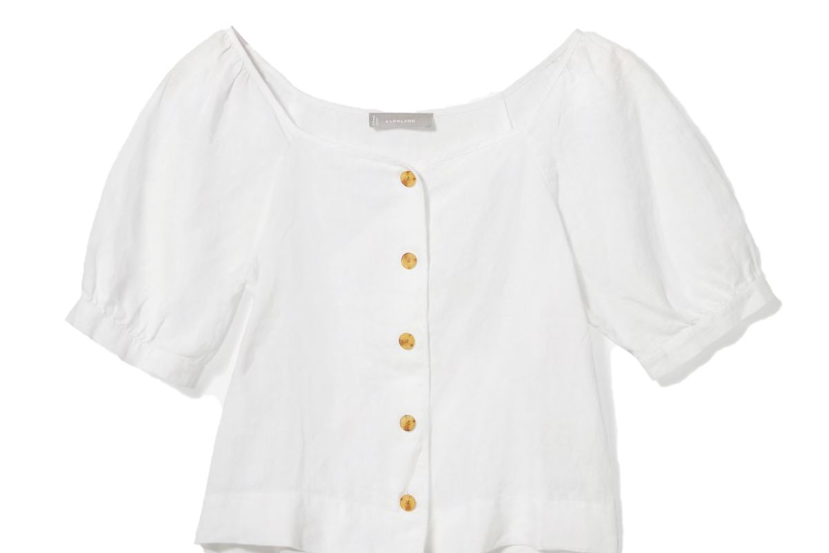 everlane the linen puff sleeve top