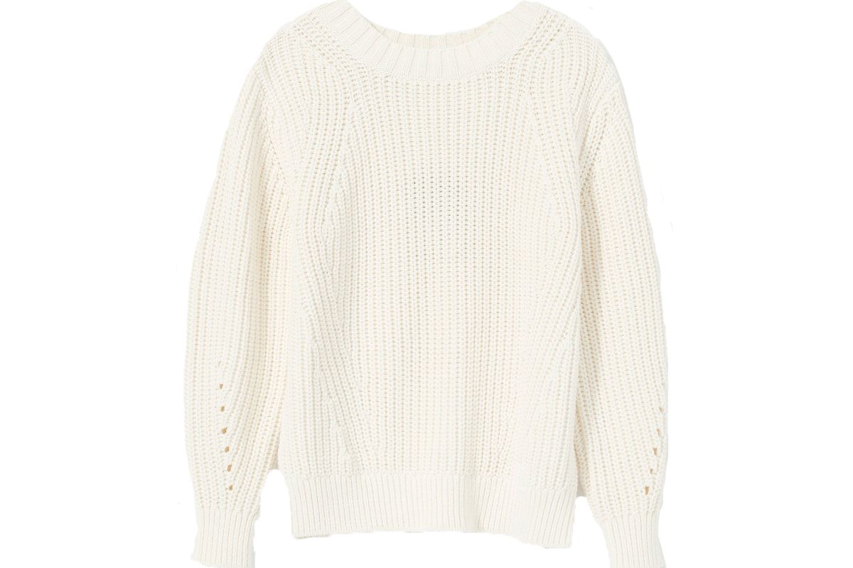 everlane womens texture ctn crew bone