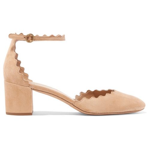 chloé scalloped suede pumps