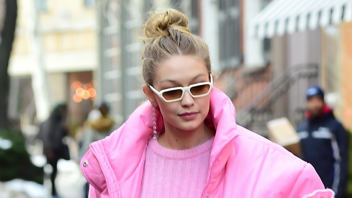 gigi hadid pink puffer