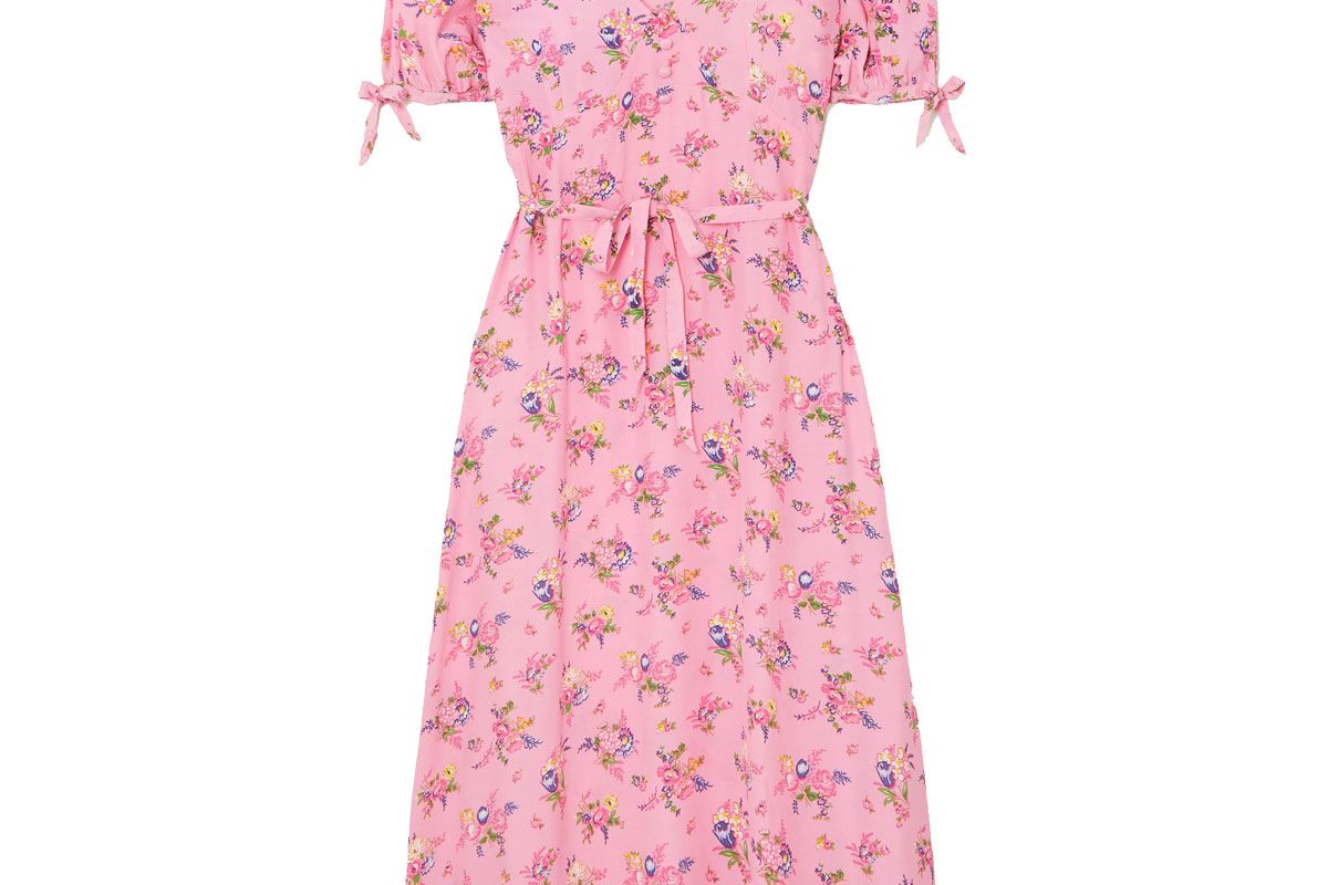 faithful the brand daija floral print crepe midi dress