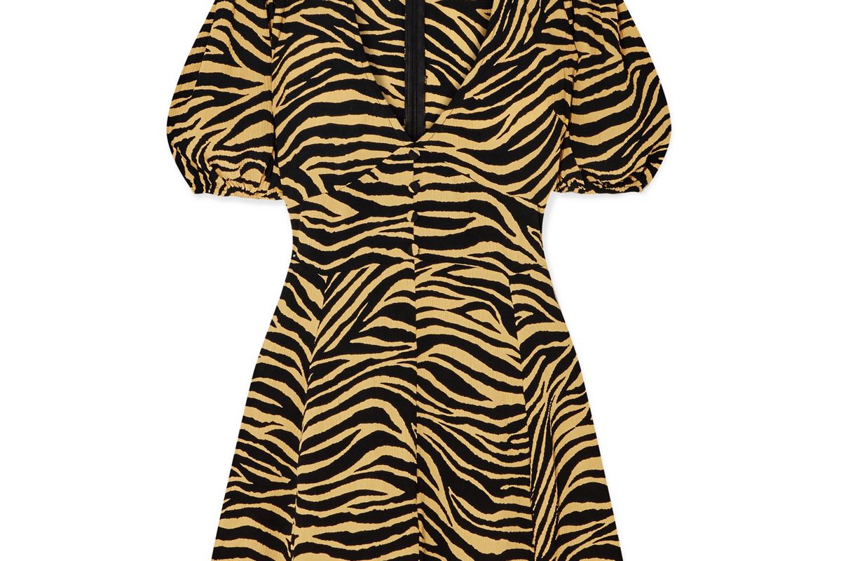 faithfull the brand ilia zebra print crepe mini dress