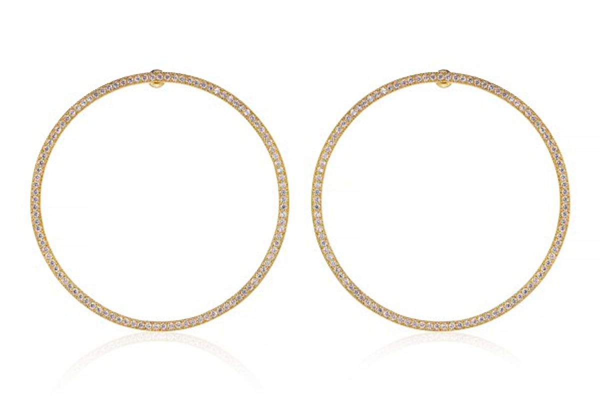 Pave Cheekbone Hoops Gold