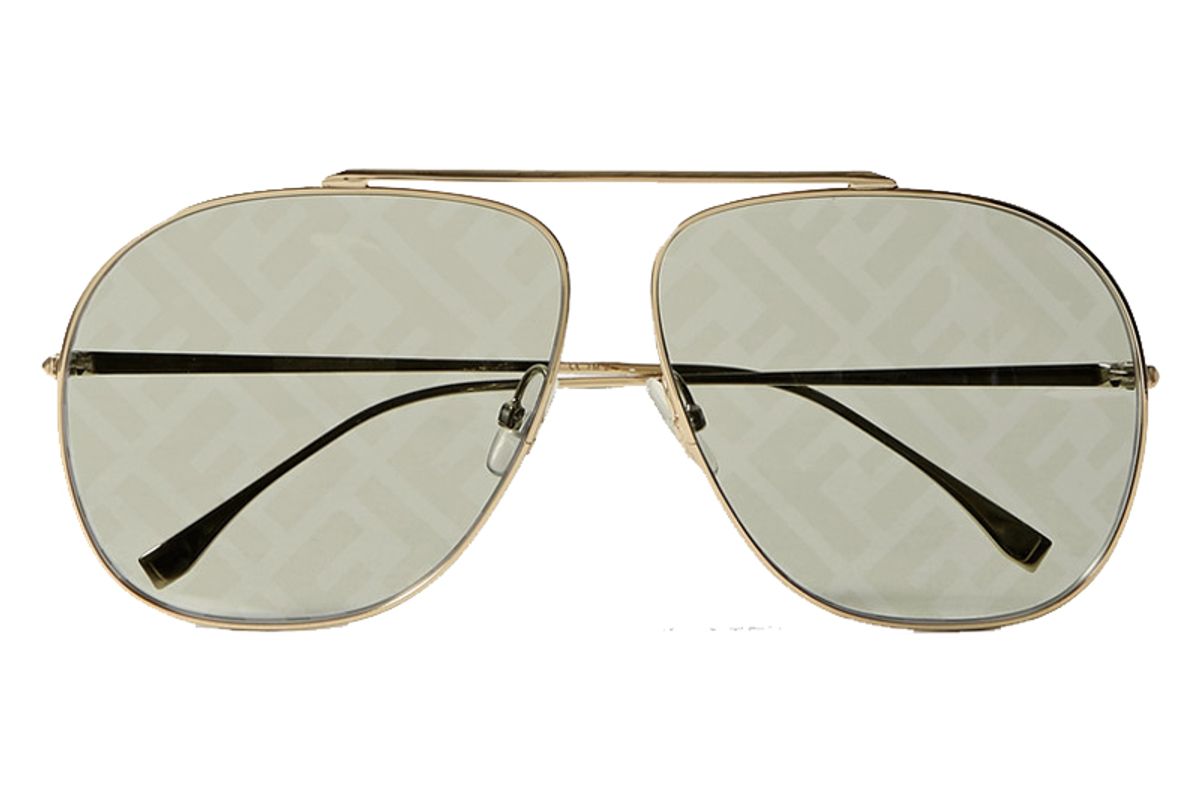 fendi aviator style gold tone sunglasses