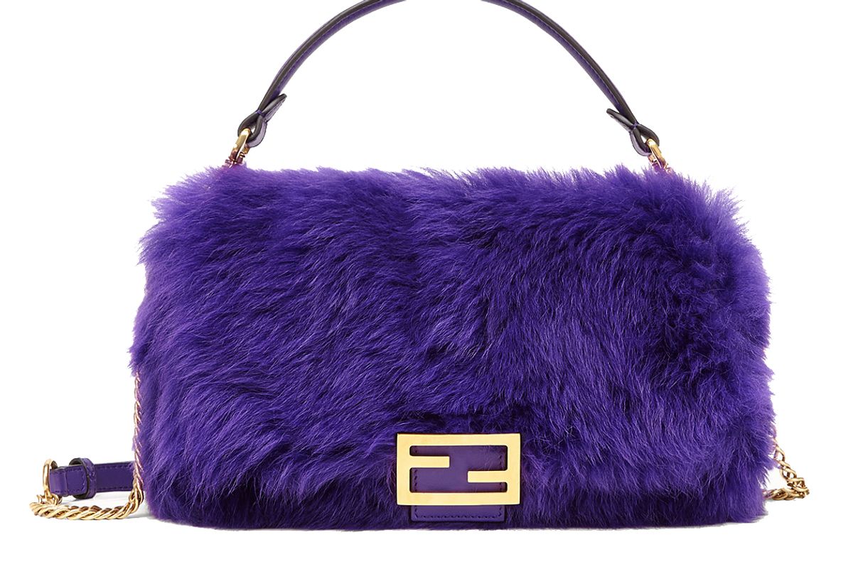 fendi baguette purple sheepskin bag