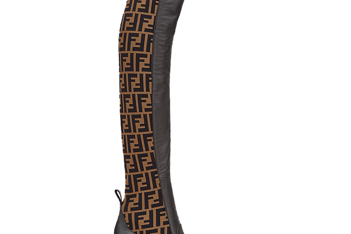 fendi brown leather thigh high boots