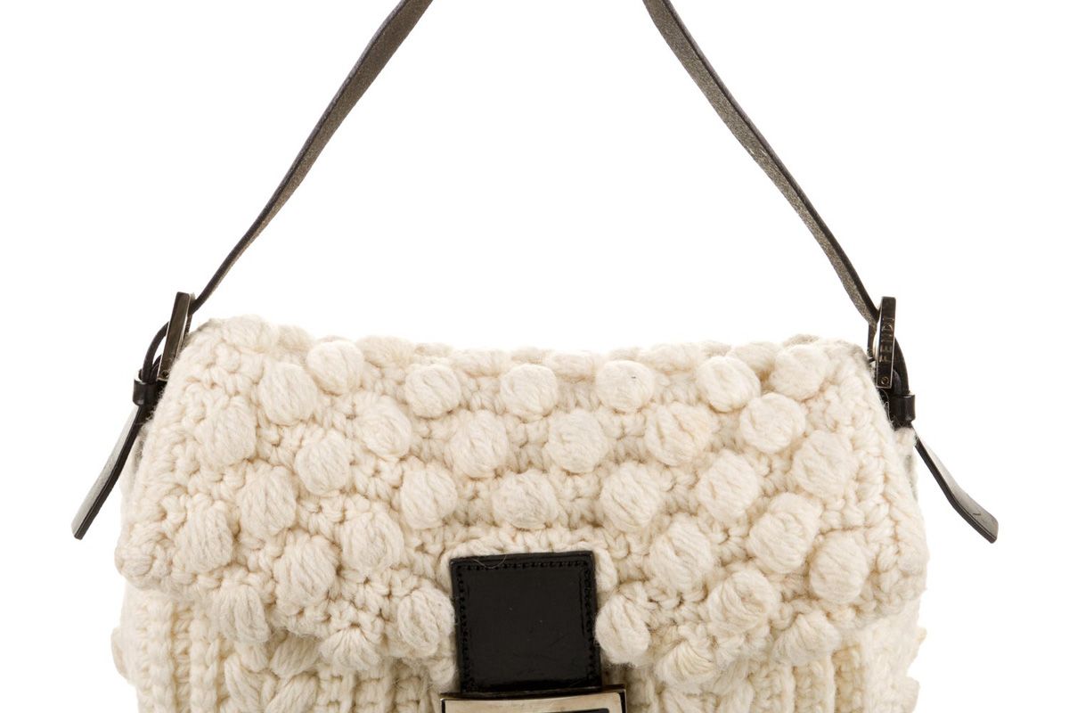 fendi cable knit wool baguette