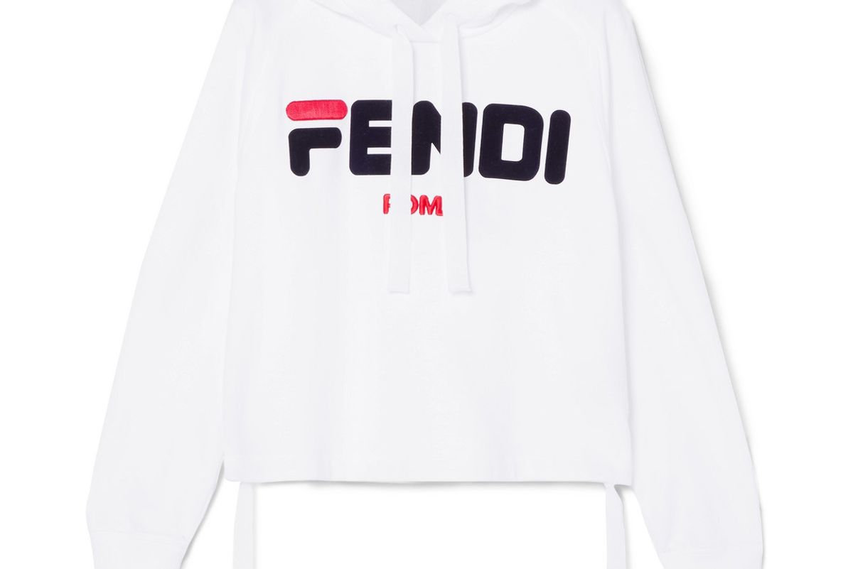 fendi embroidered cotton jersey hoodie