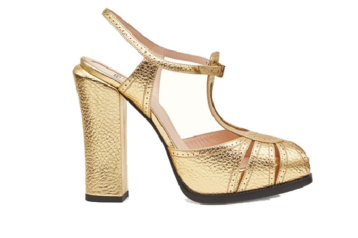Gold laminated leather sandals