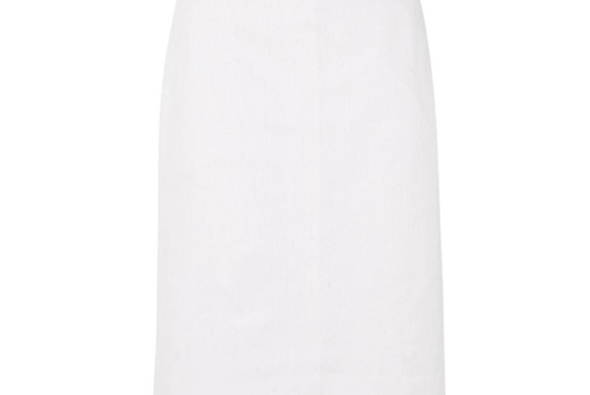 fendi jacquard trimmed denim midi skirt