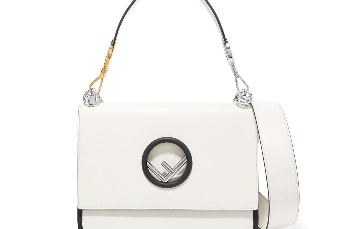 fendi kan leather shoulder bag