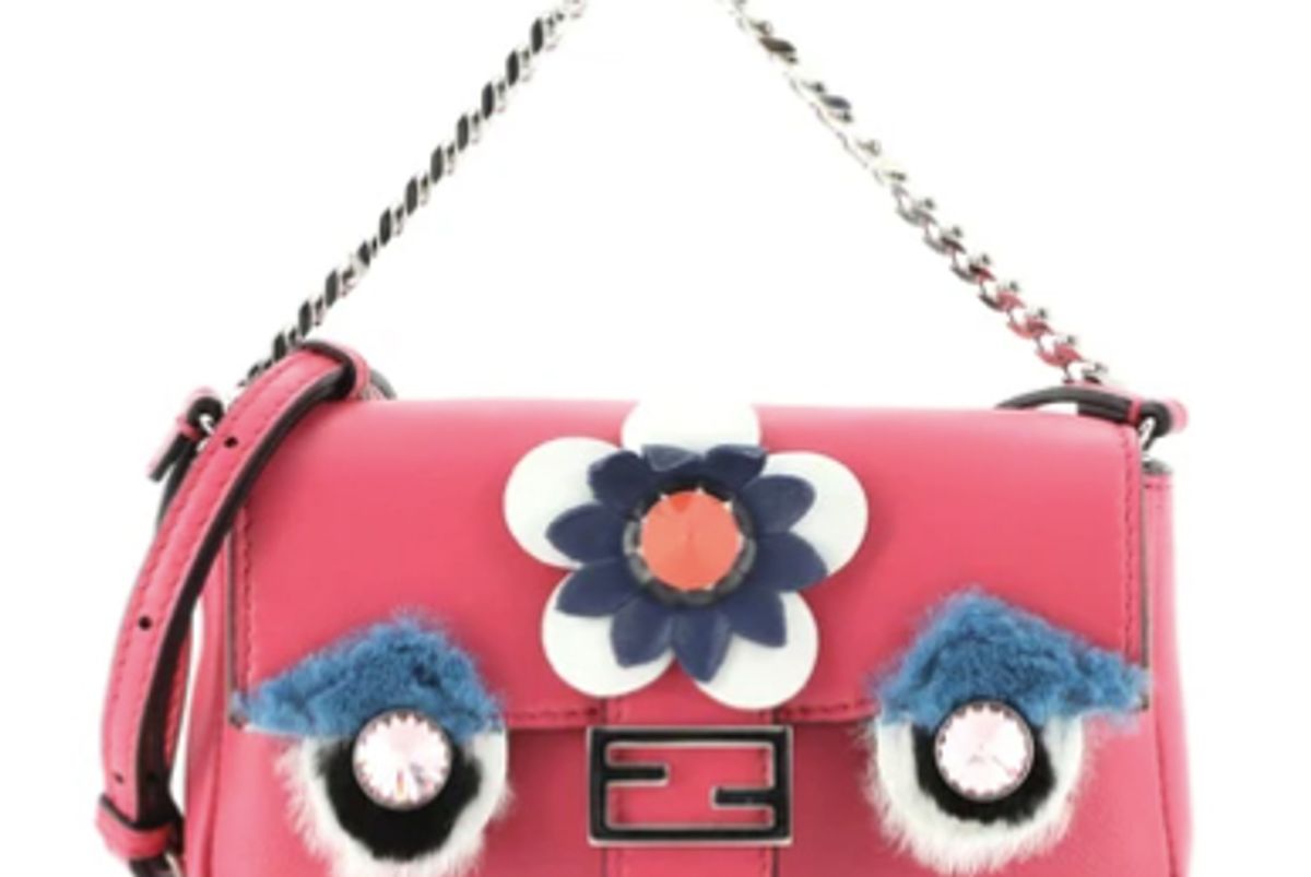 fendi leather and fur micro monster baguette