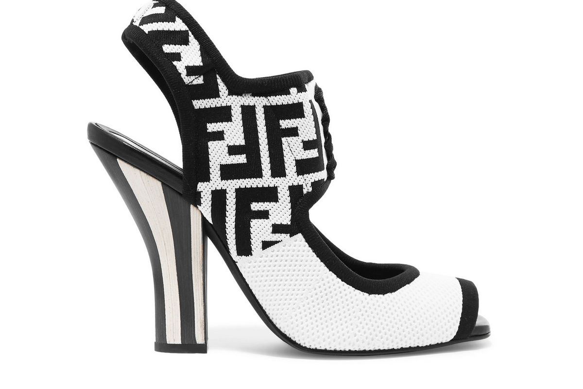 fendi logo jacquard stretch mesh sandals
