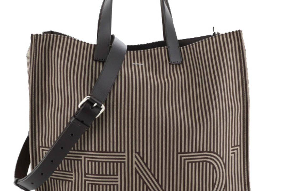 fendi optical convertible striped nylon tote