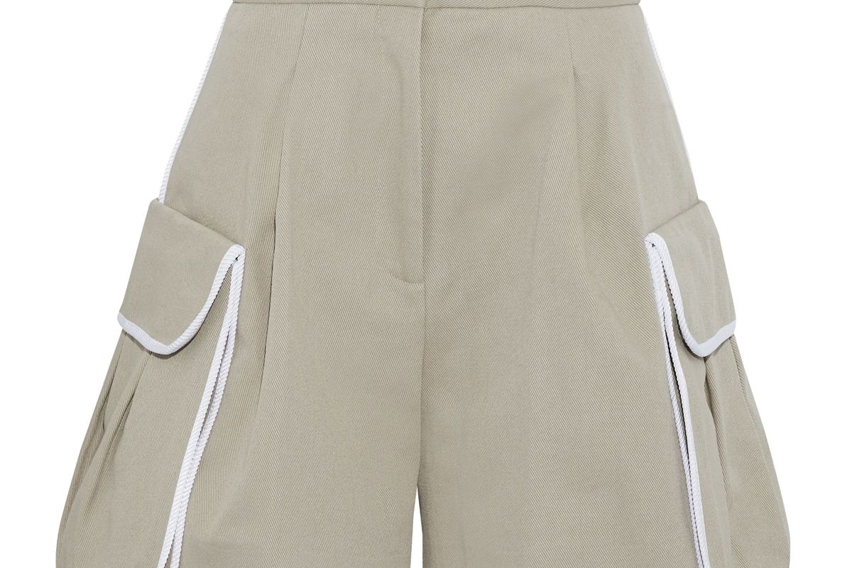 fendi pleated cotton twill shorts