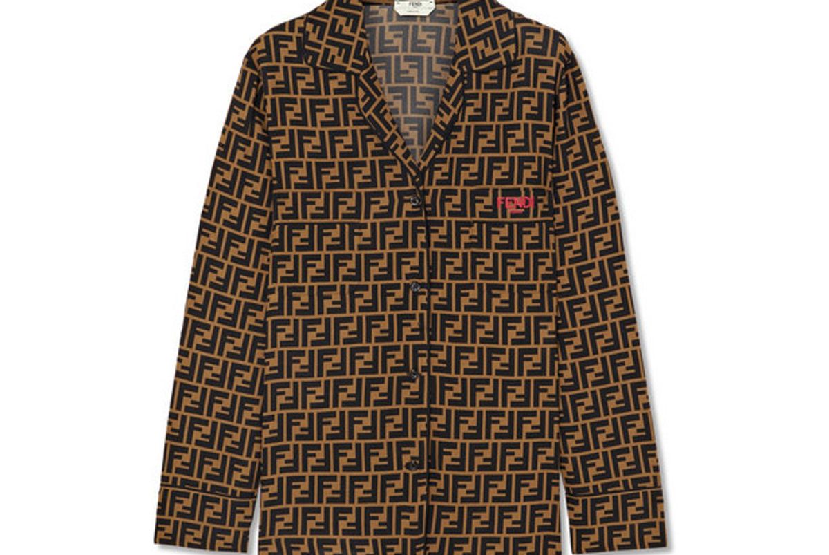 fendi printed silk crepe de chine shirt