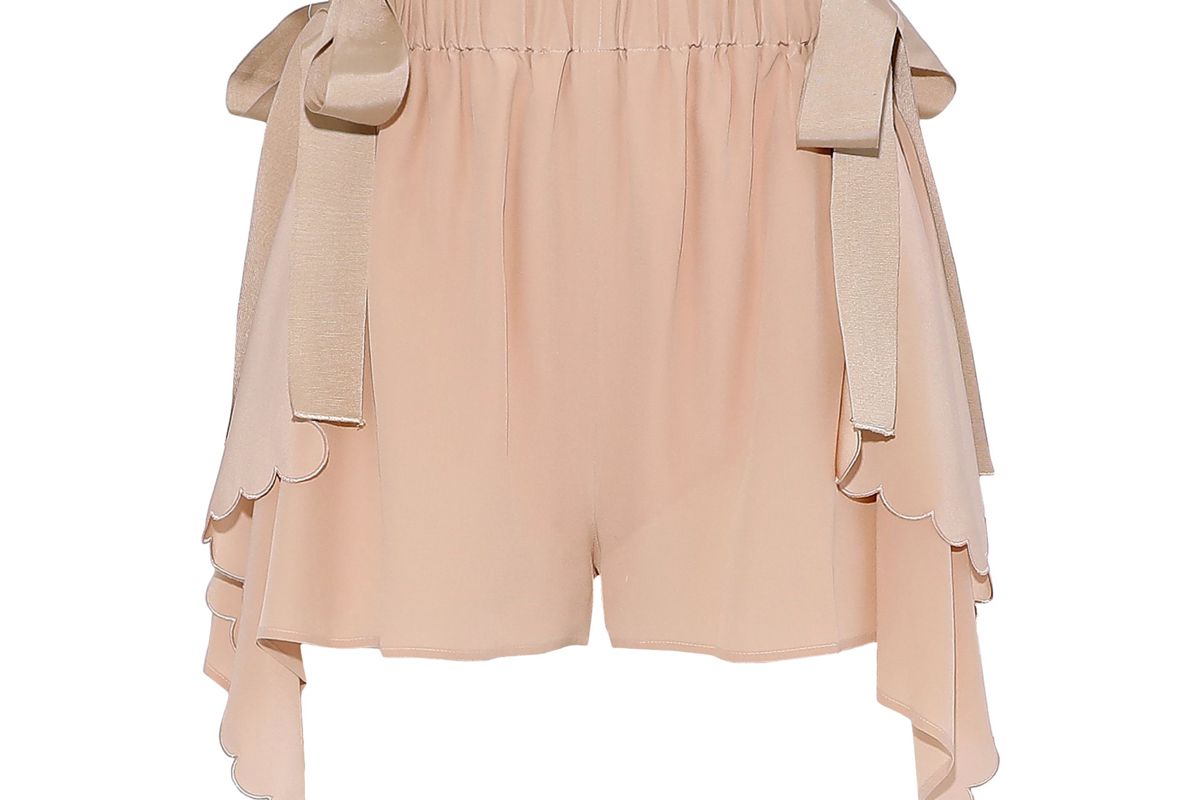 fendi scalloped draped silk crepe de chine shorts