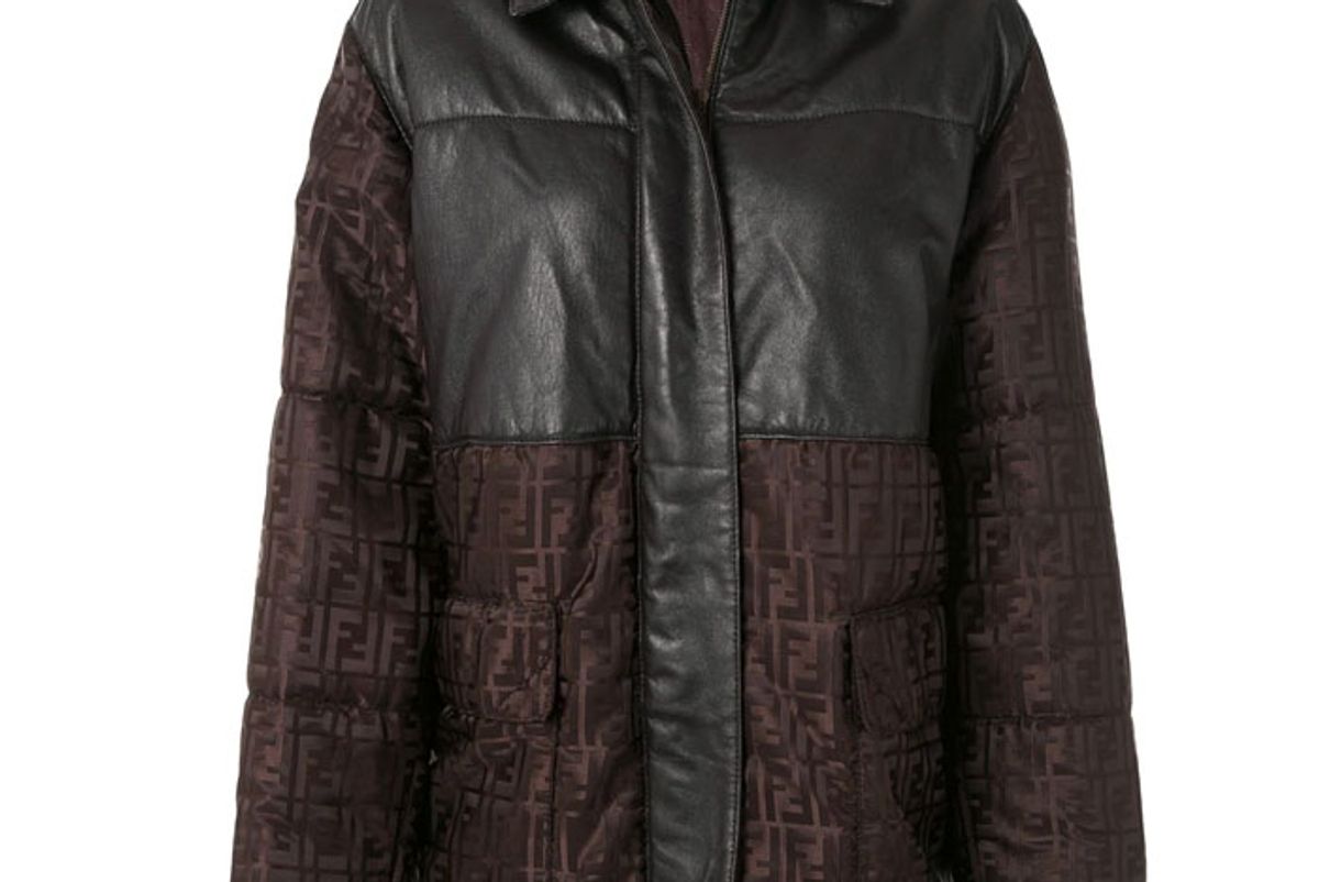 fendi zucca pattern panelled coat