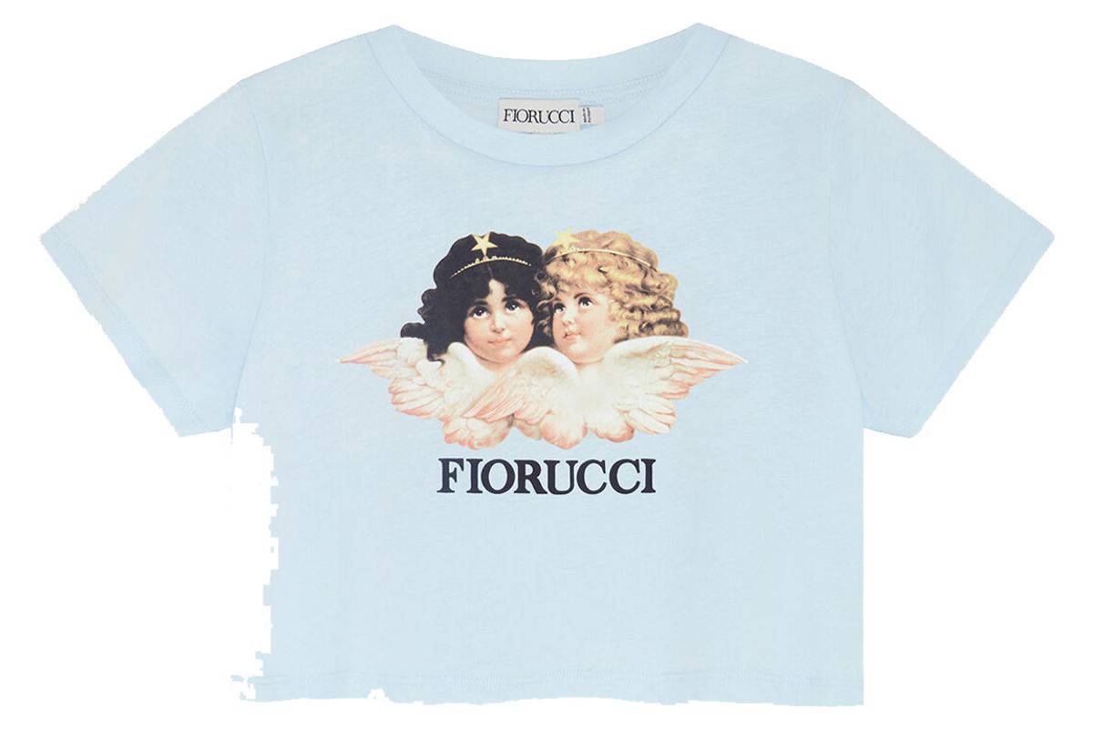 fiorucci angels crop t shirt pale blue