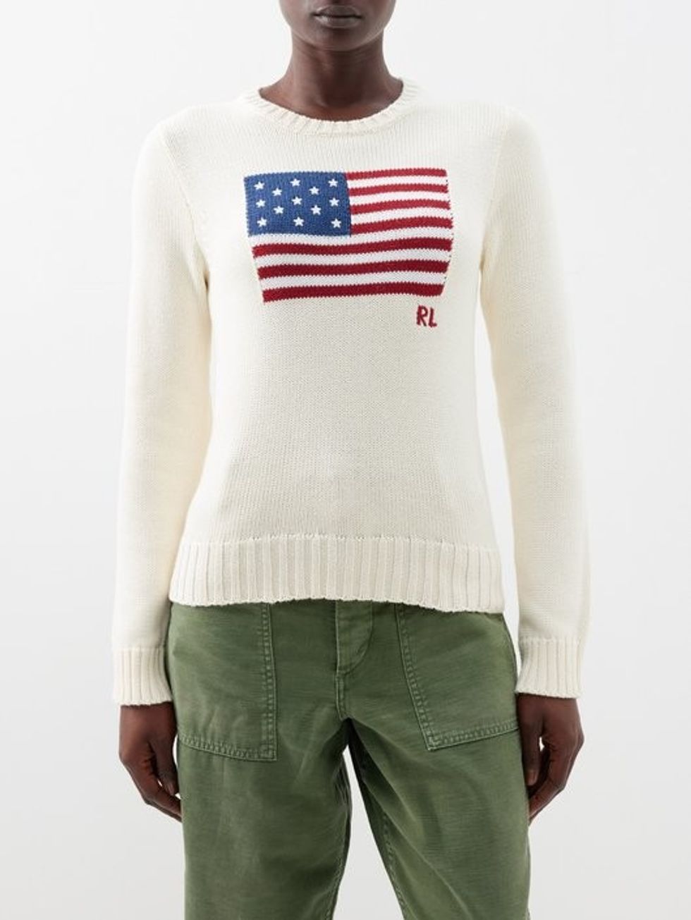 Flag Intarsia Cotton Knit Sweater Polo Ralph Lauren