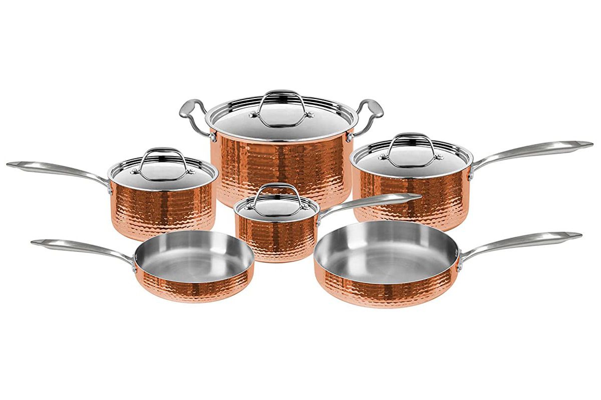 fleischer and wolf seville hammered copper 10 piece cookware set