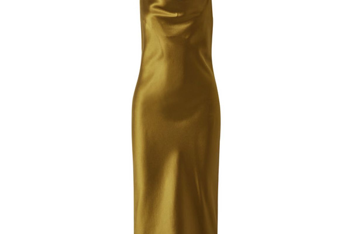 fleur du mal draped silk charmeuse midi dress