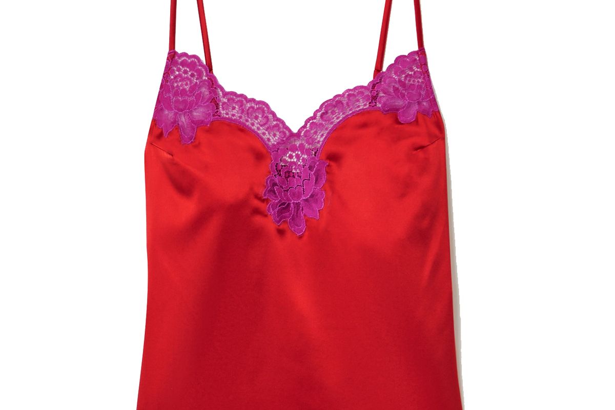 fleur du mal james lace trimmed silk blend satin camisole