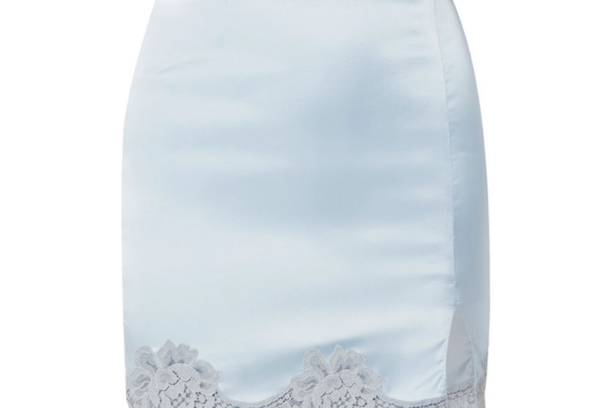 fleur du mal james lace trimmed silk blend satin mini skirt