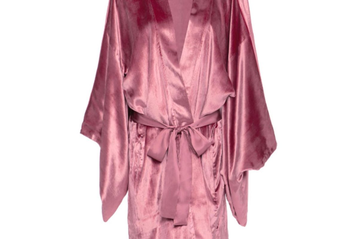 Silk-Trimmed Velvet Robe