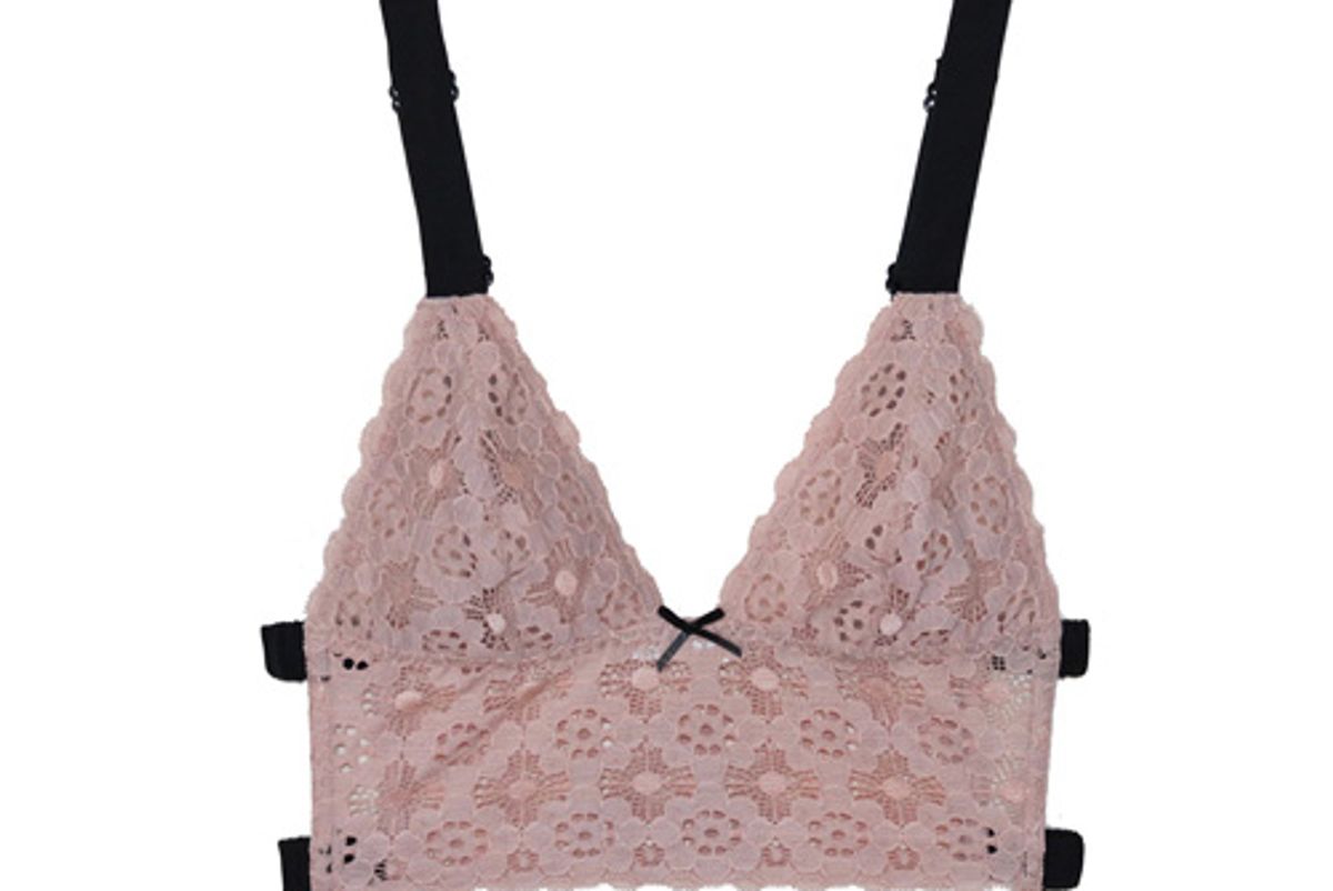 fleurdumal crochet lace longline triangle bra blush