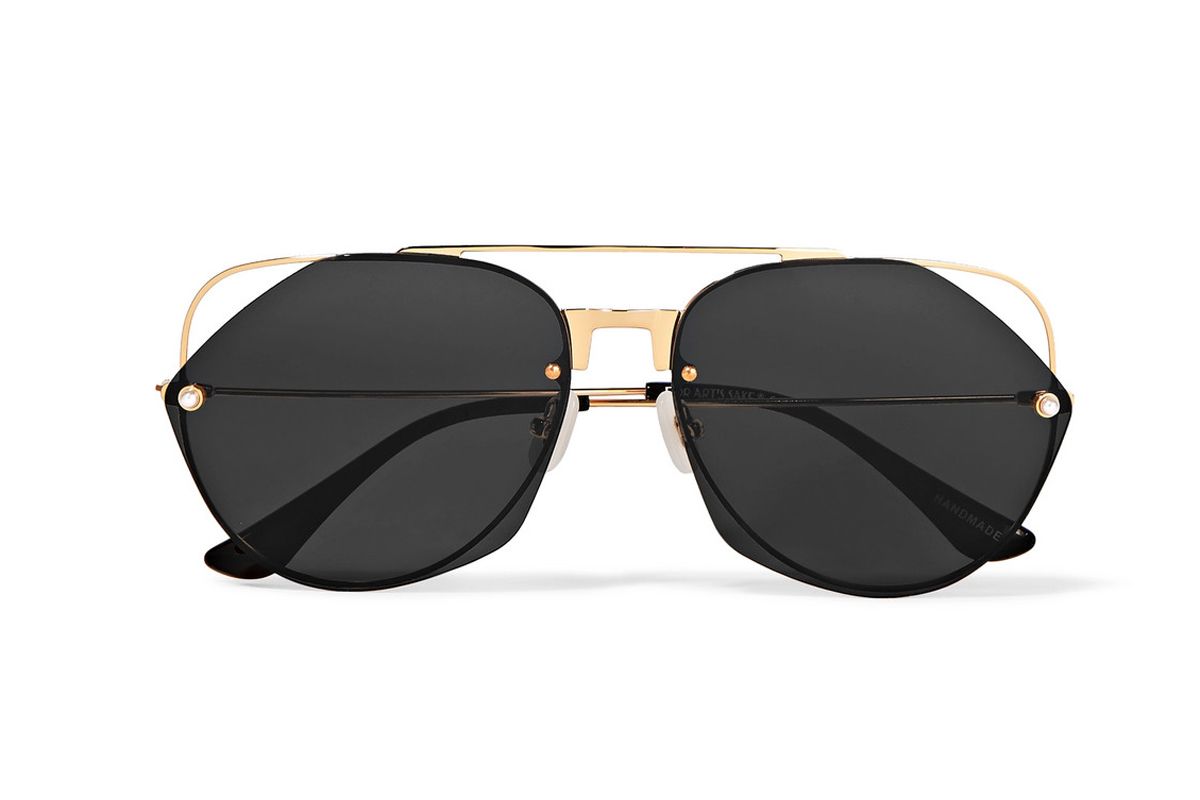 for arts sake casino aviator style faux pearl embellished gold tone sunglasses
