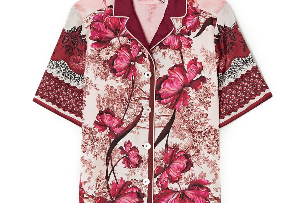 for restless sleepers homonoia floral print silk twill shirt