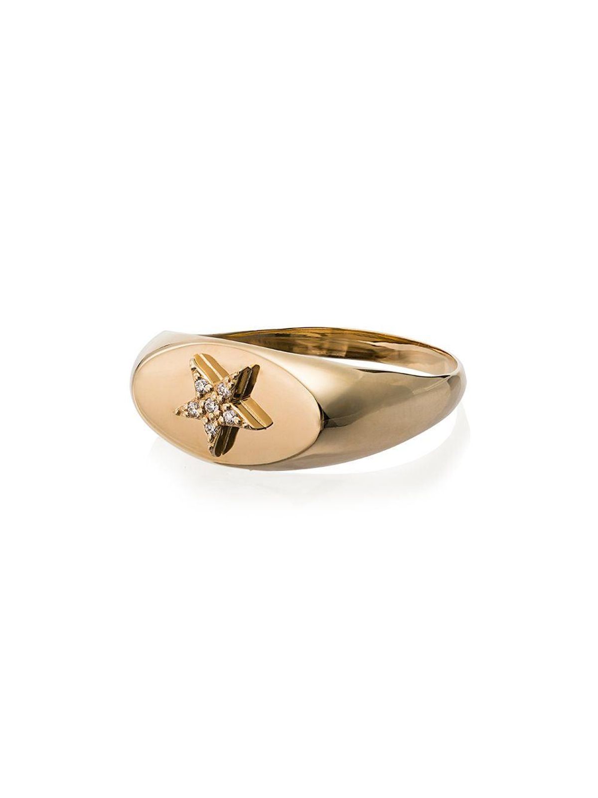 foundare 18kt yellow gold star diamond baby signet ring