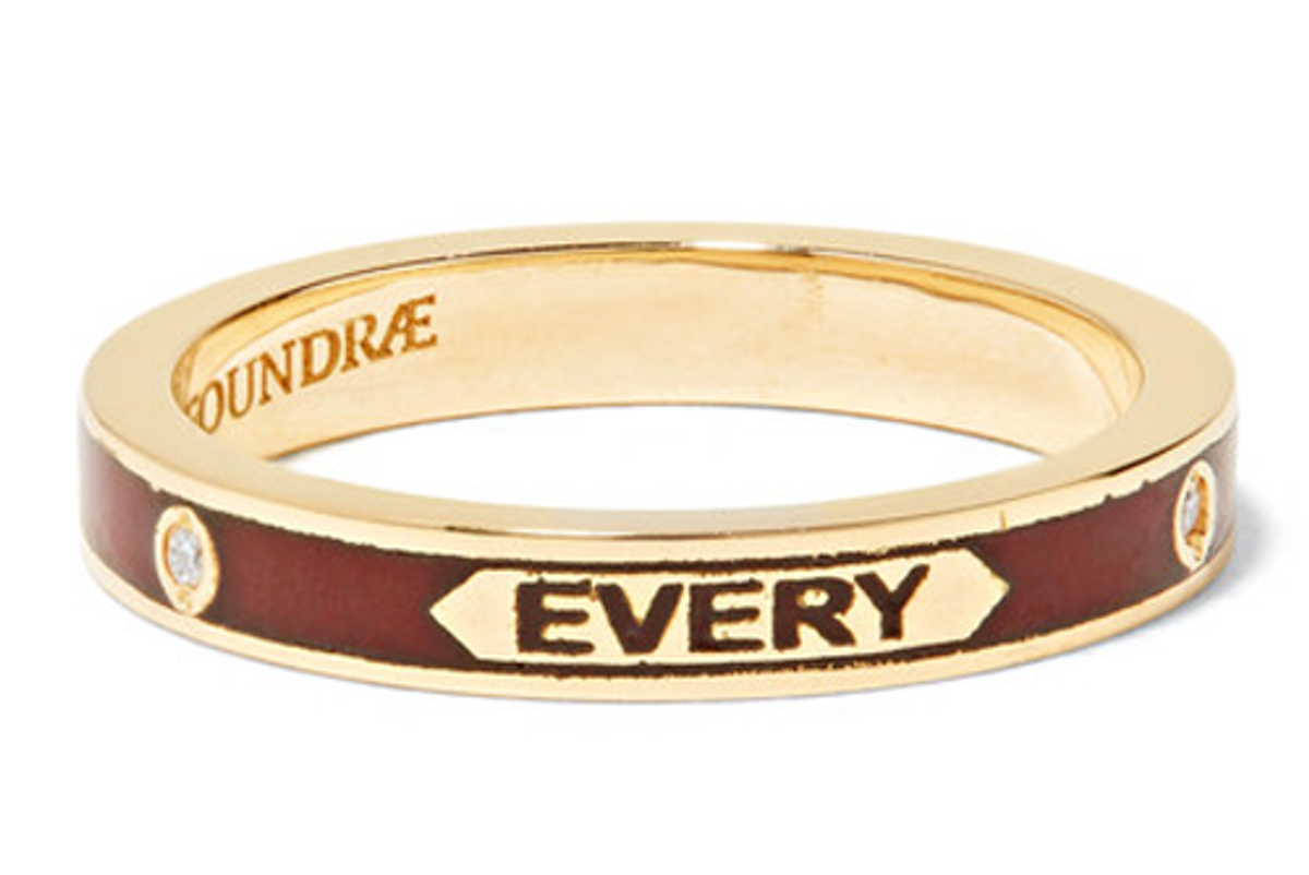 foundrae 18 karat gold enamel diamond ring