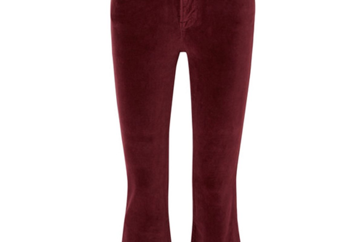 frame le crop mini boot cotton blend velvet flared pants