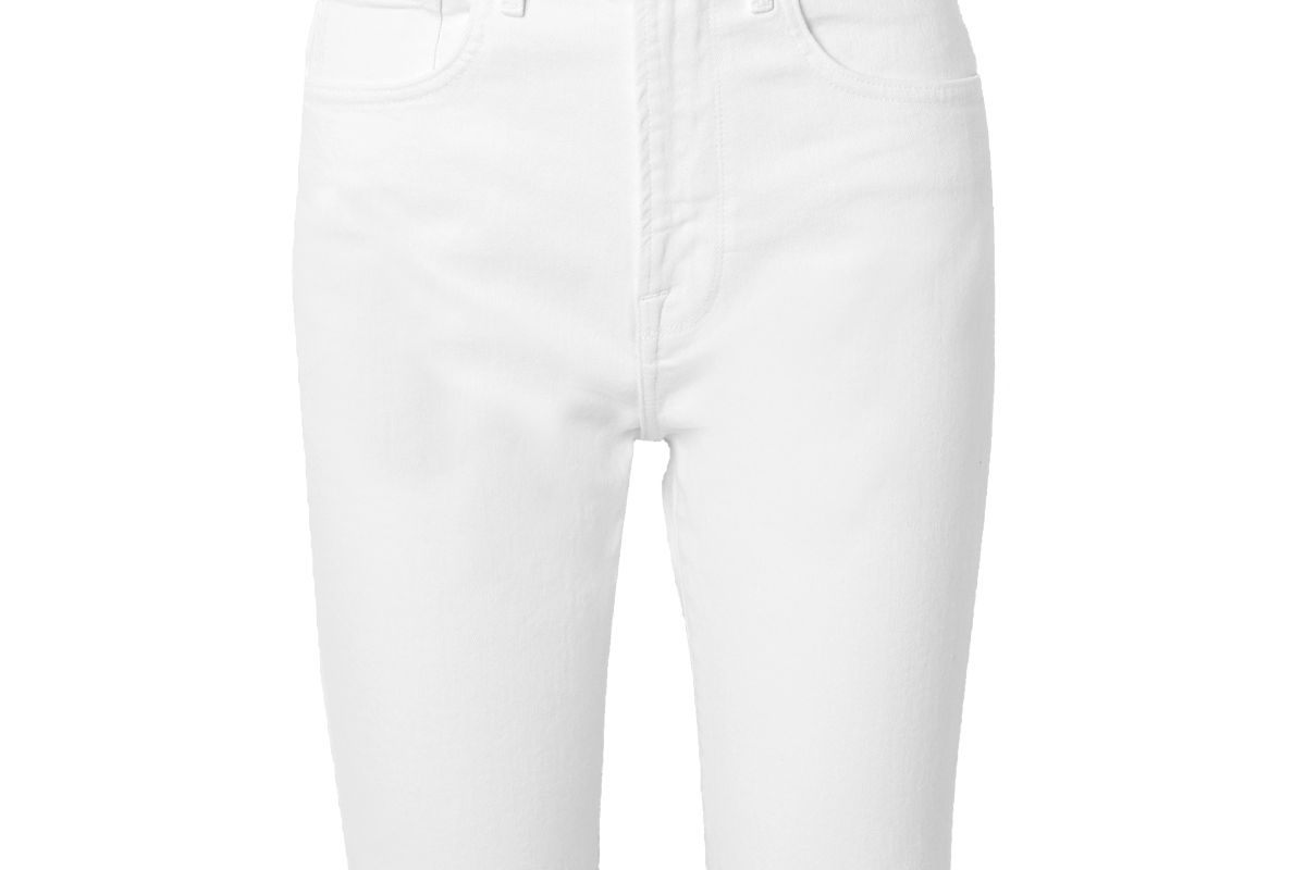 frame le vintage bermuda frayed denim shorts