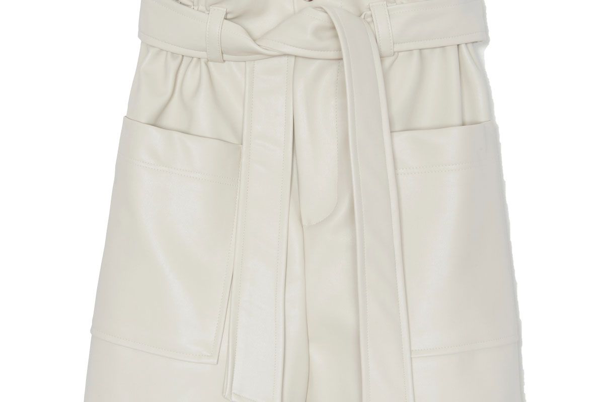 frankie shop alex belted faux leather shorts