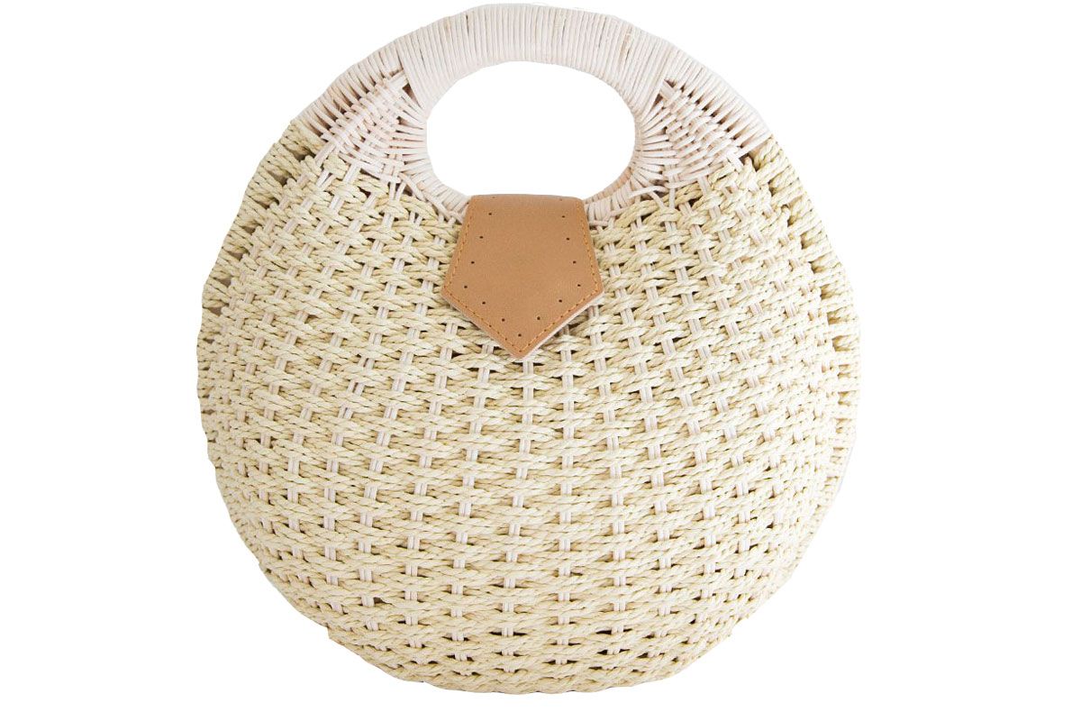 frankie shop round straw clutch bag