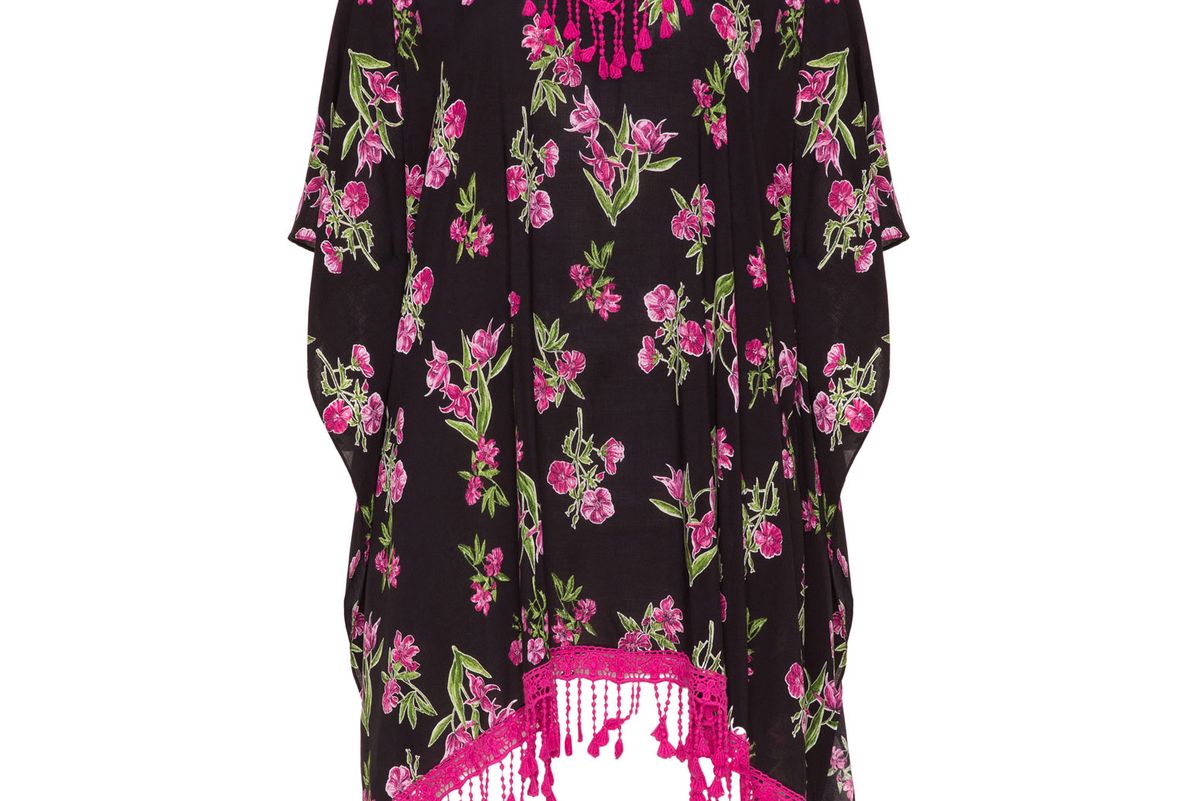 Floral Print Fringed Kaftan