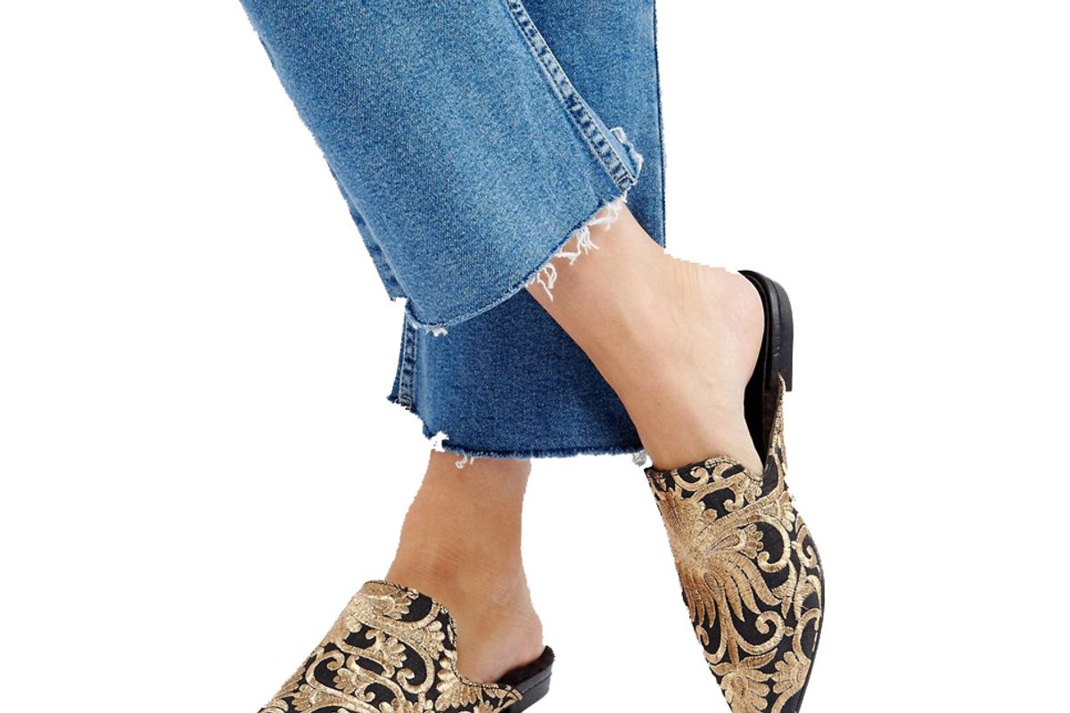 Vagabond Katlin Embroidered Faux Fur Lined Mules