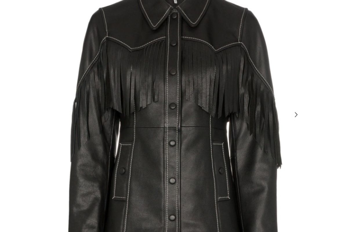 ganni angela fringed leather jacket